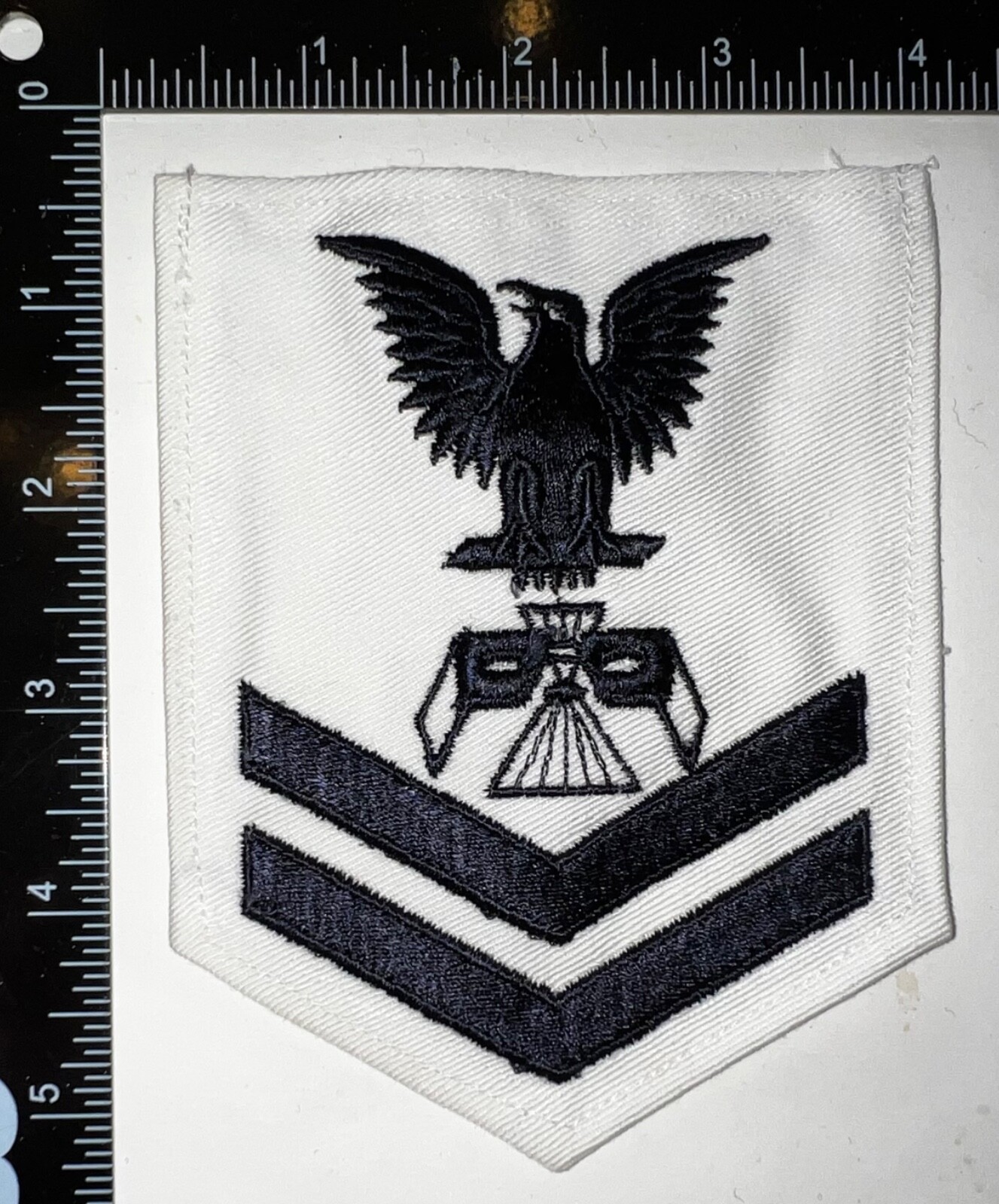 USN Navy Photographic Intelligenceman Petty Officer 2nd Class Rate WHITE Patch