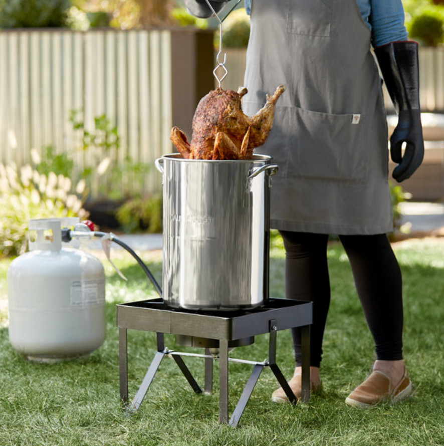 30 Qt Stainless Steel Turkey Deep Fryer Kit Steamer Stock Pot Propane LP Outdoor