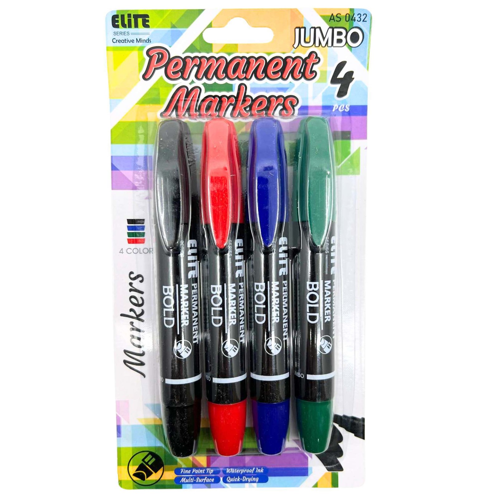 Assortment Permanent Markers: 4 Pack