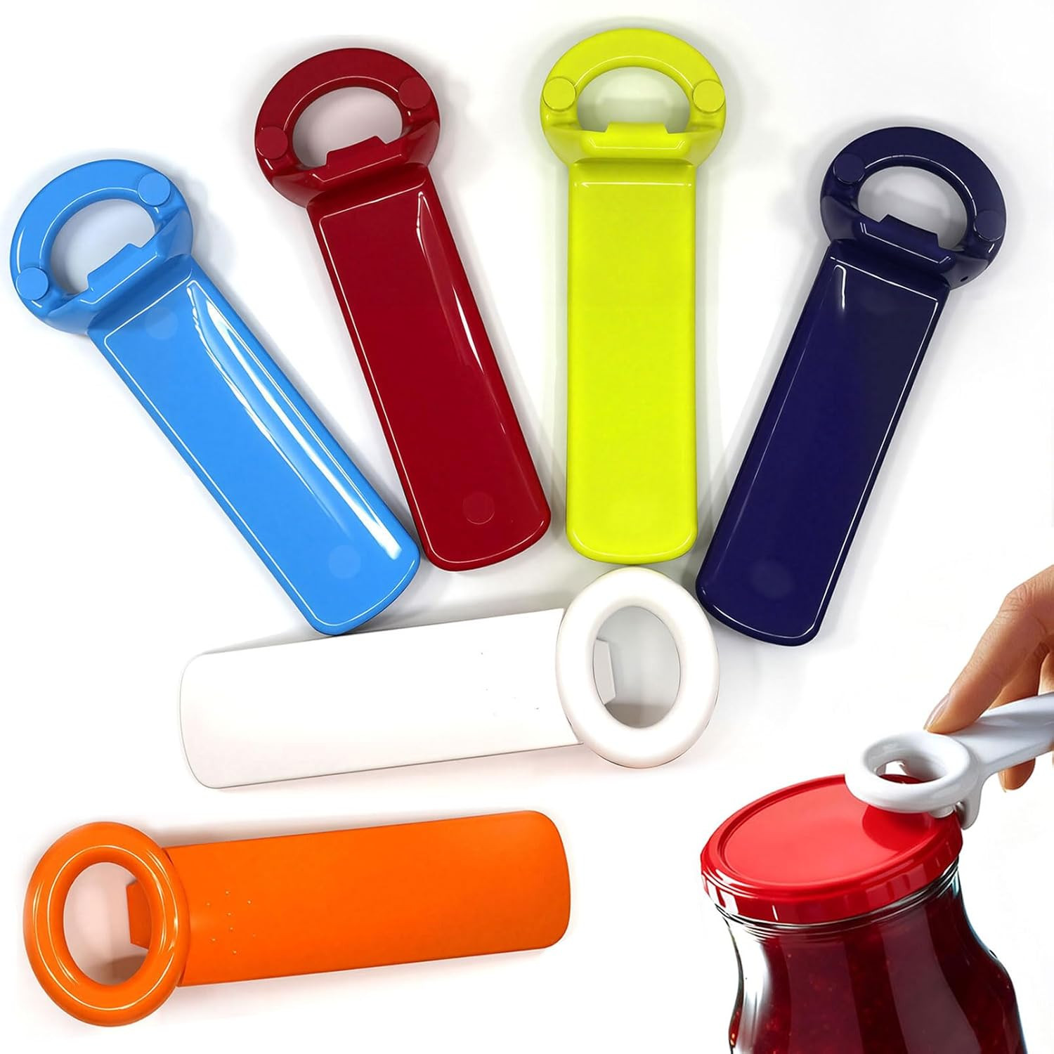 6 Pack Jar Key Opener Plastic Lid Easy Grip 5.5in Colorful for Elderly Children