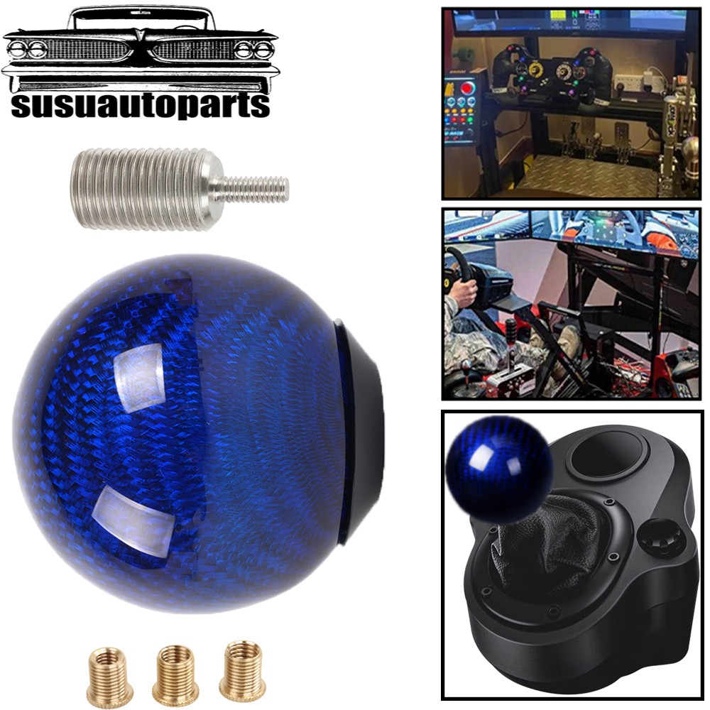 Blue Carbon Fiber Shift Knob Mod +Adapter For Logitech G27 G29 G920 G923 Shifter