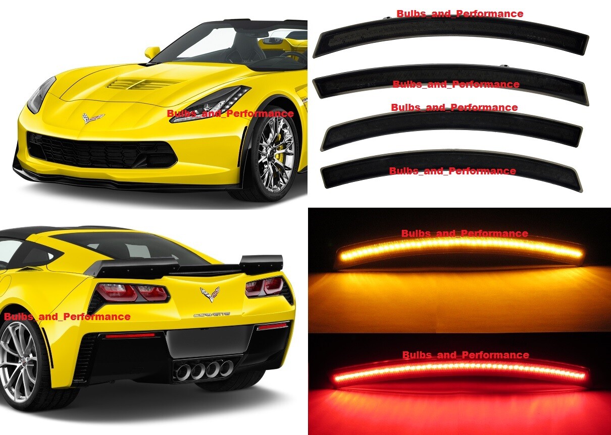 For 2014 - 2020 C7 CORVETTE SMOKED LENS LED SIDE MARKERS FRONT & REAR SET