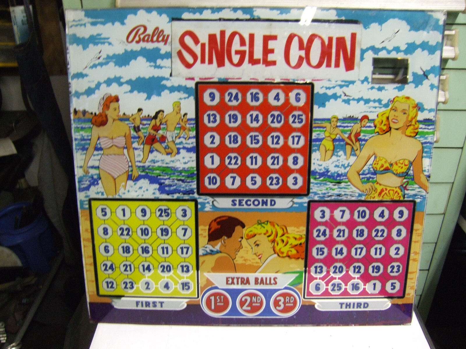 Bally bingo pinball BACK GLASS CONEY ISLAND