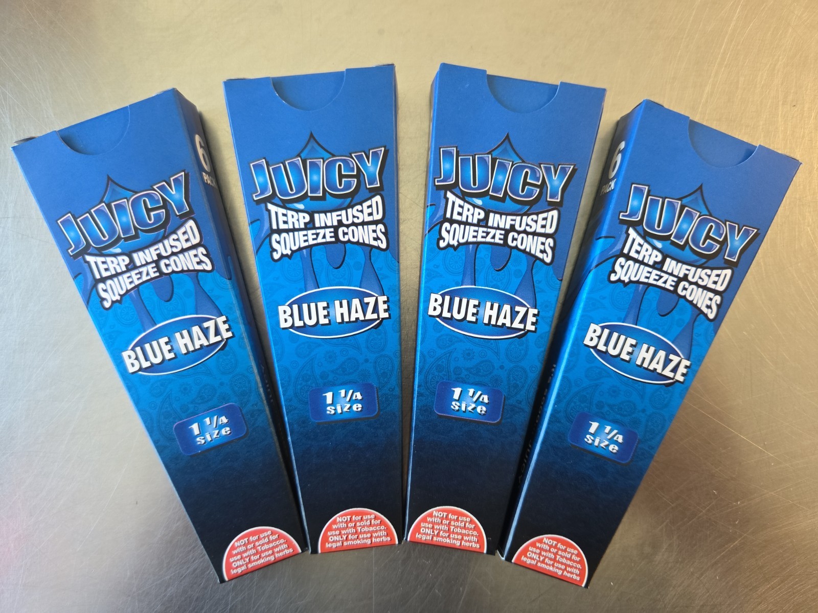 Juicy Jay’s 1 1/4 Blue Haze Terp Infused Squeeze Cones 4 packs 24 Cones