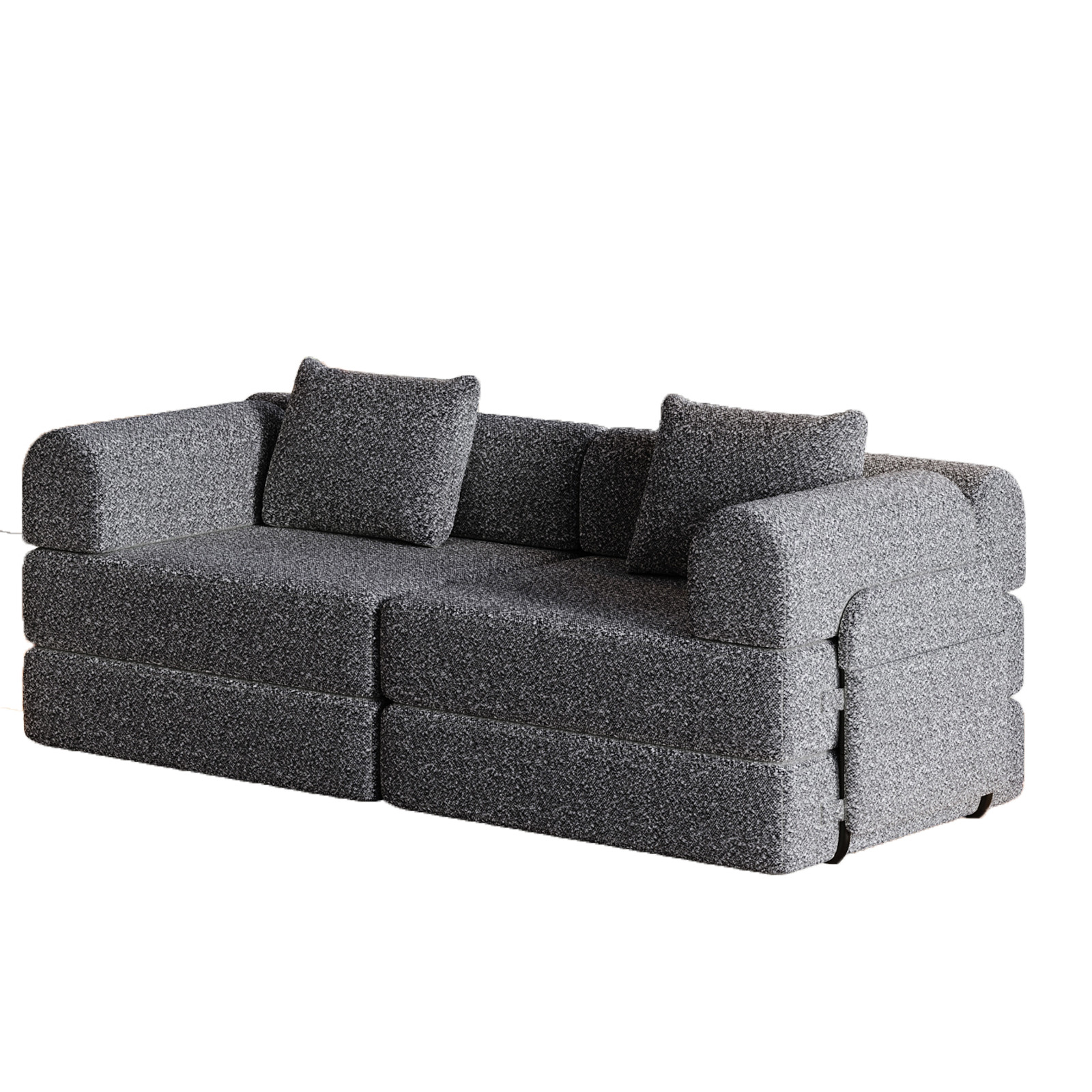 72in foldable Chenier sofa, equipped two side storage bags and two cushions Grey