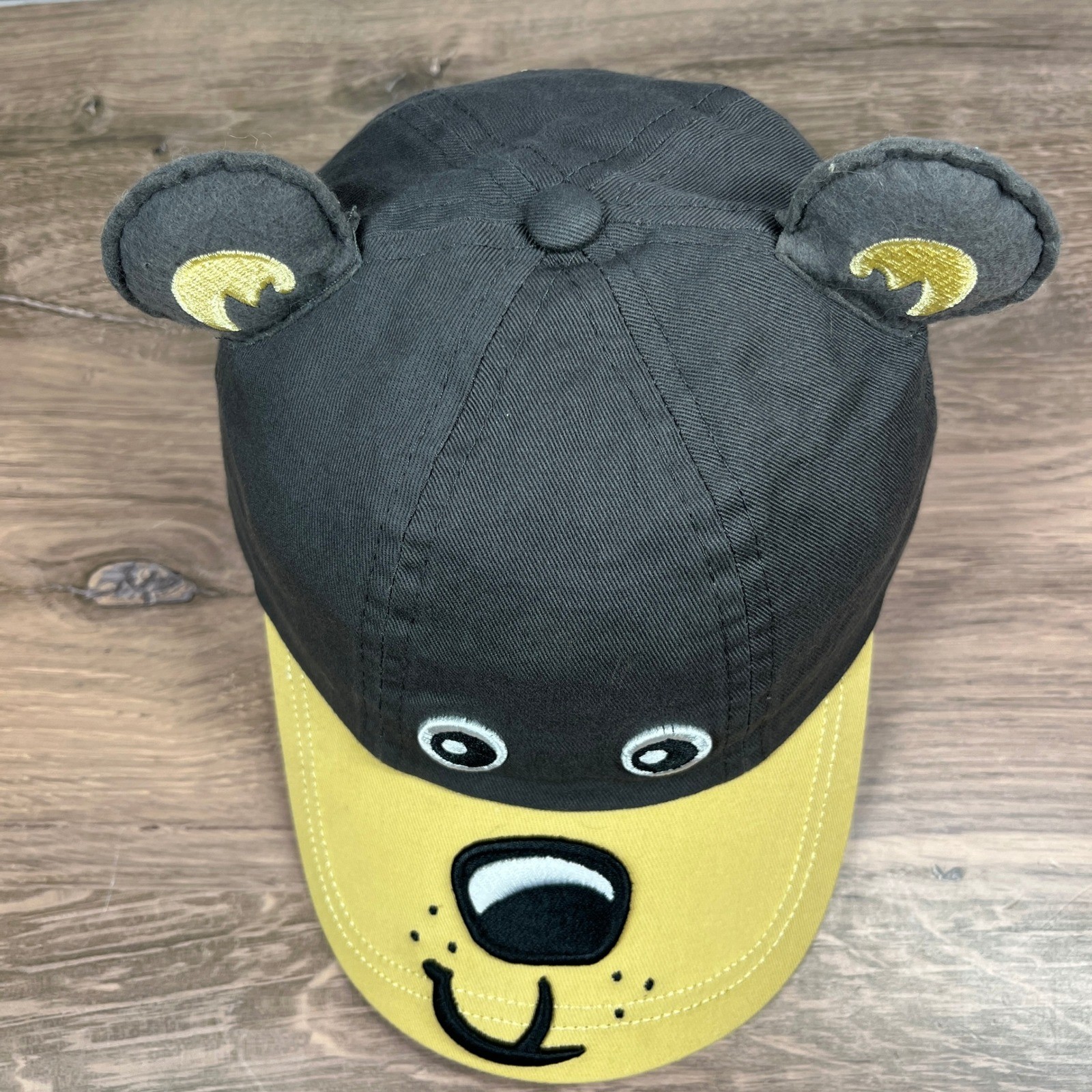 Kids Bear Baseball Cap Lost Lake Resort OS Grey Yellow 3D Ears Embroidered Hat