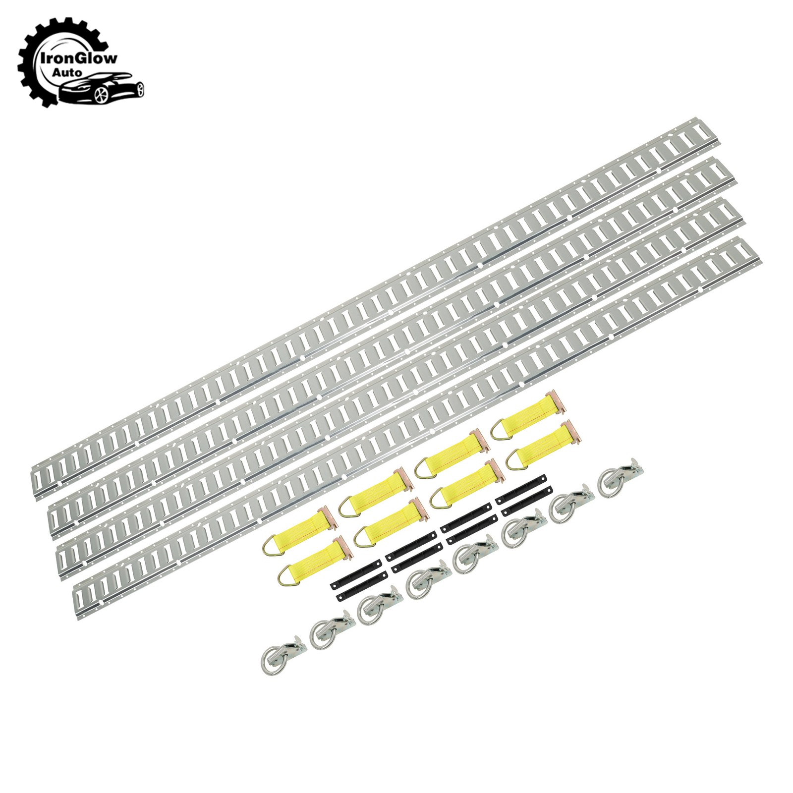 28 Piece 8' Galvanized E Track Rail Set Silver Finish For Large Cargo Trailers