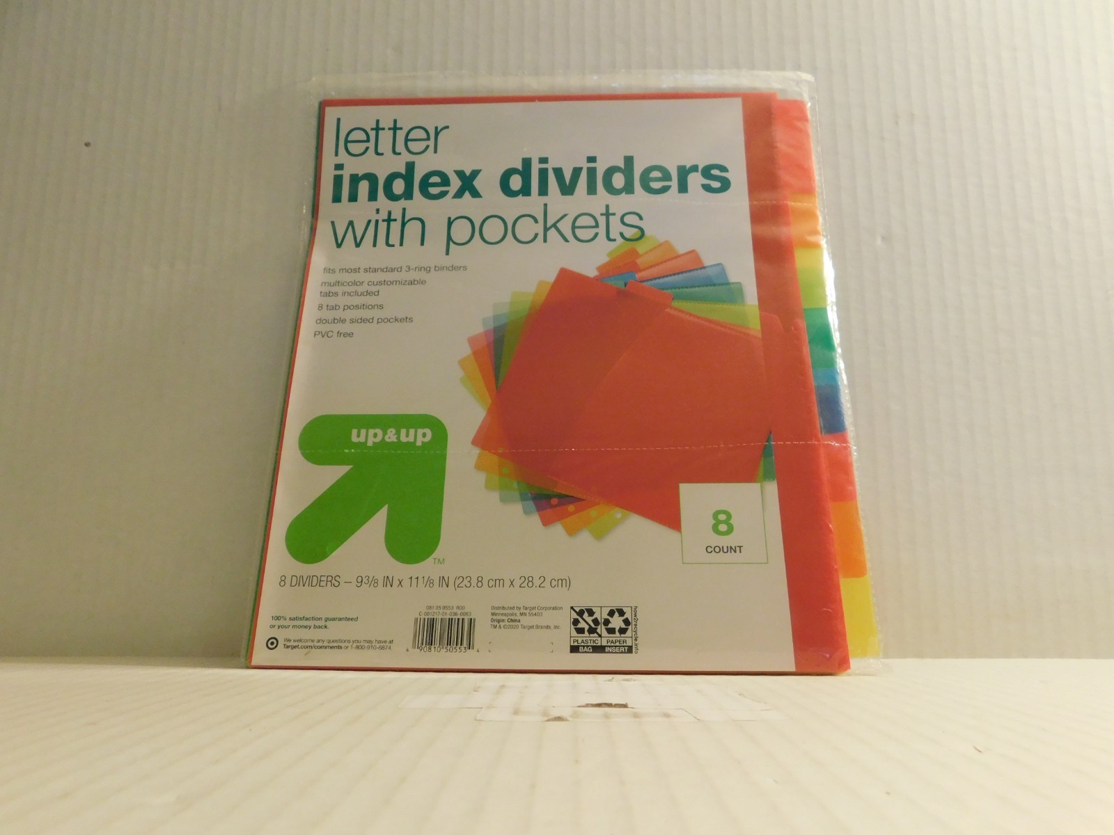 Up & Up Letter Index Dividers With Pockets - Pack of 8 - 8.5" By 11" NEW!
