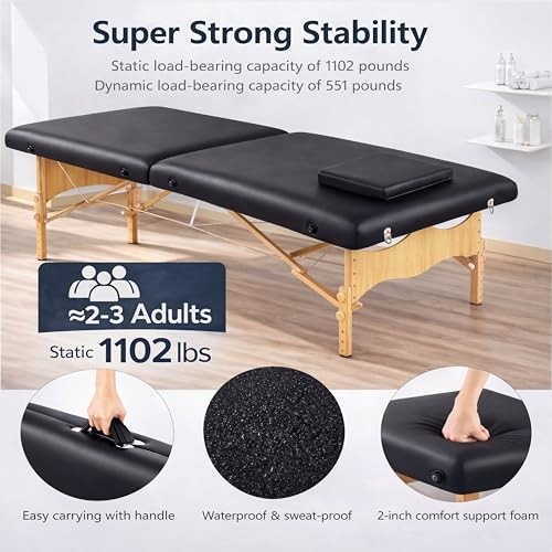 AceOrbit 73" x 33" x 24" Low Level Portable Folding Massage Table Adjustable