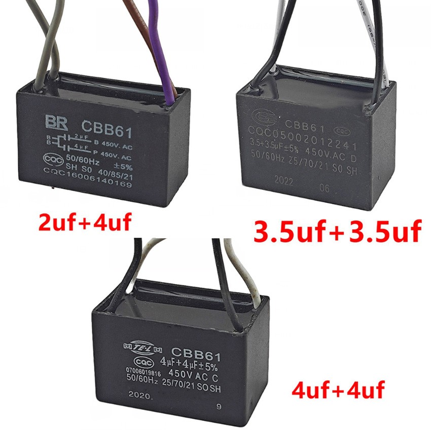 For Floor Fan/Electric Fan CBB61 2μF + 4μF 3.5μF 400V 4-wire Capacitor Starter