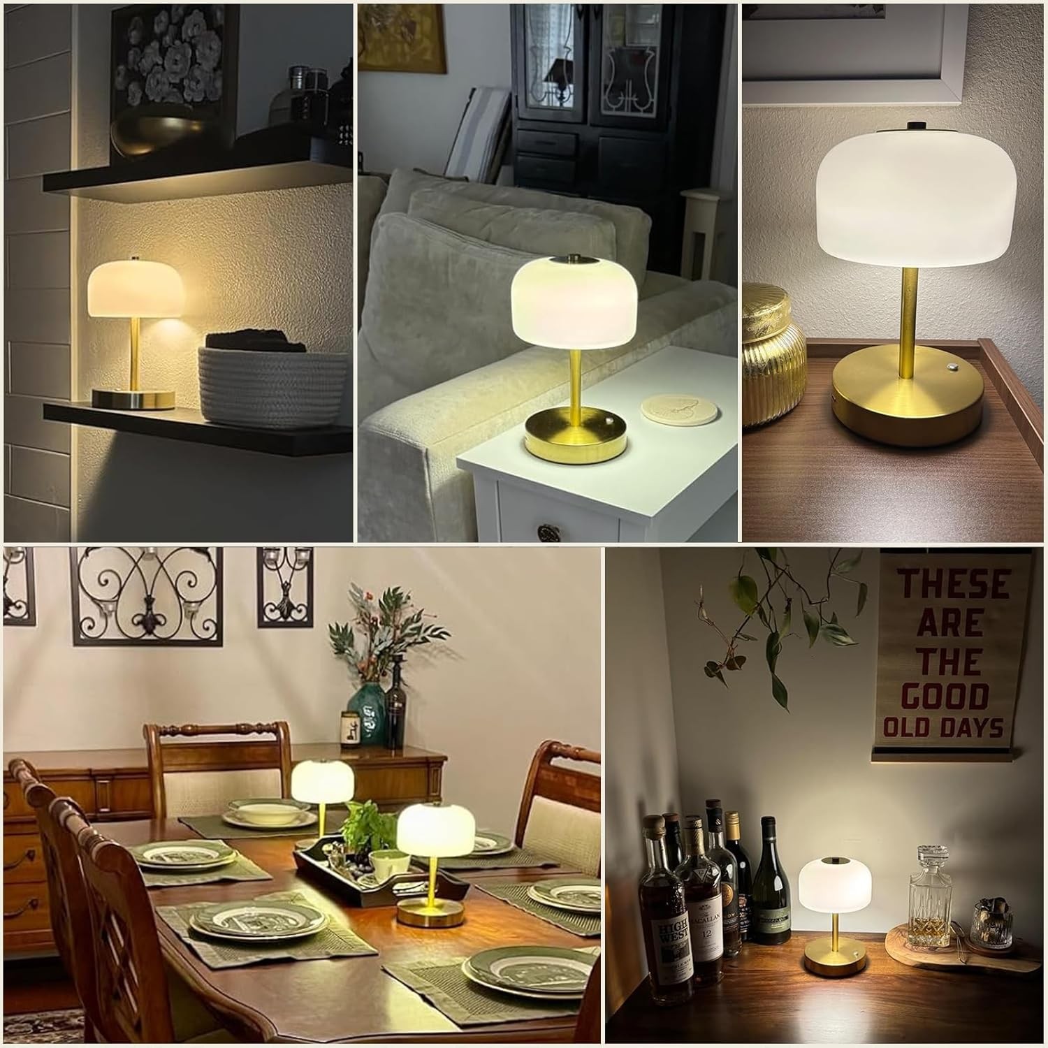 Cordless Rechargeable Table Lamp Touch Dimming Gold