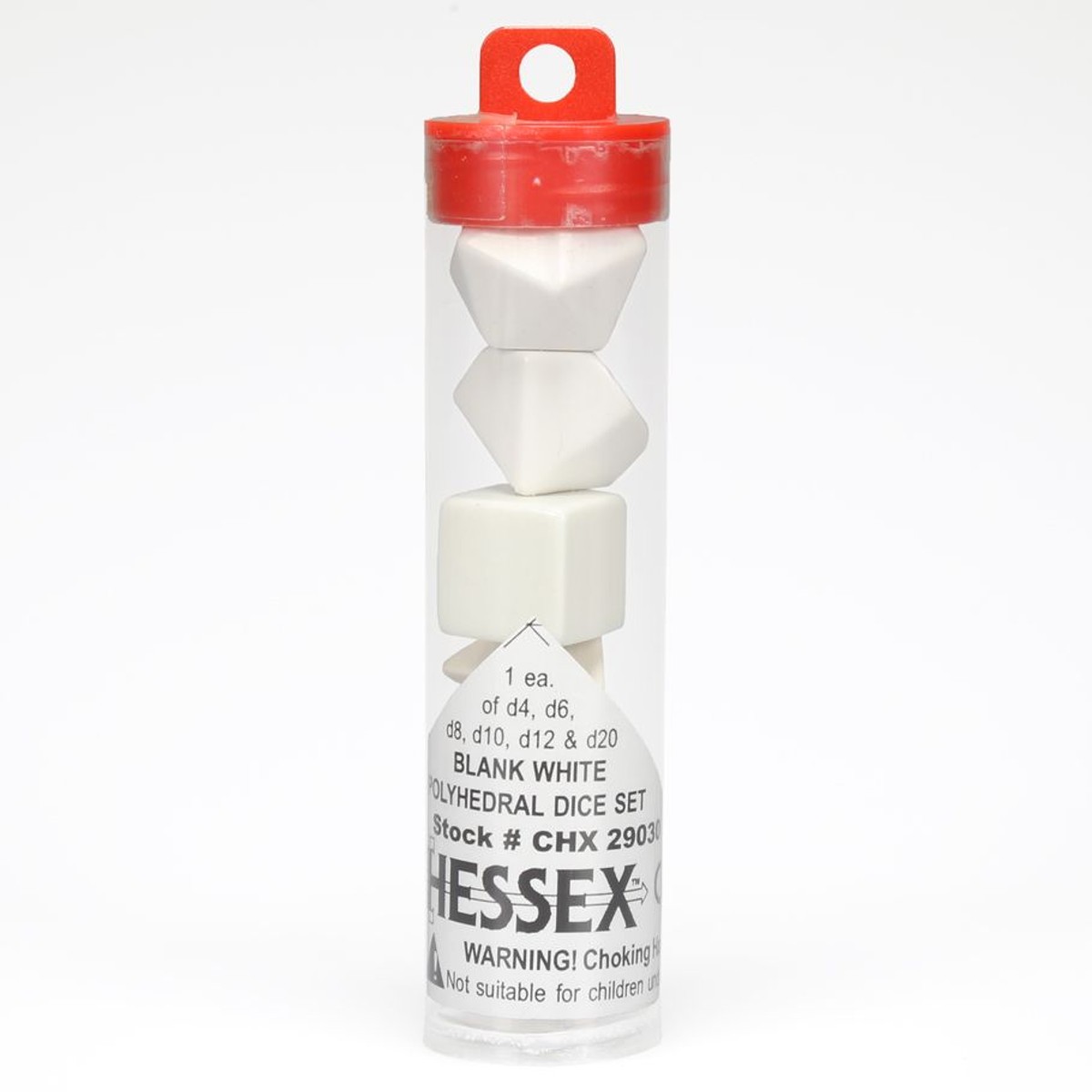 CHX29030 Chessex Manufacturing 6-set Tube Opaque Blank White