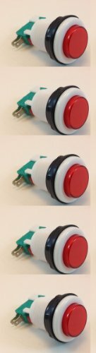 ILLUMINATED GAMING BUTTON (MOMENTARY) COLOR VARIANCE (5 PACK, RED)