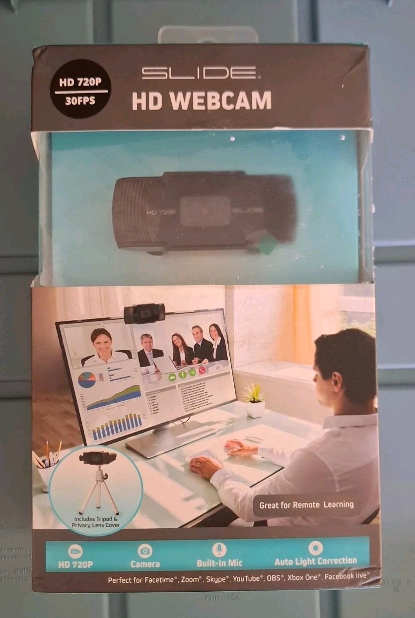 SLIDE HD 720P Webcam 30fps USB 2.0 Built-in Microphone Black SL-WB12BK