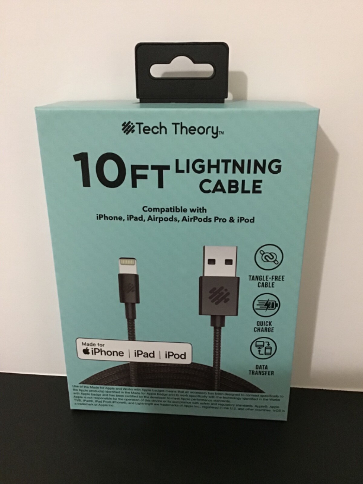 NEW Tech Theory 10ft Cable Compatible with iPhone, iPad, iPod-Charge/Transfer