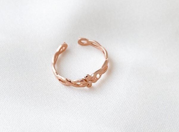 Solid Metal 925 Silver Women Infinit Flower Adjustable Toe Ring Rose Gold Plated