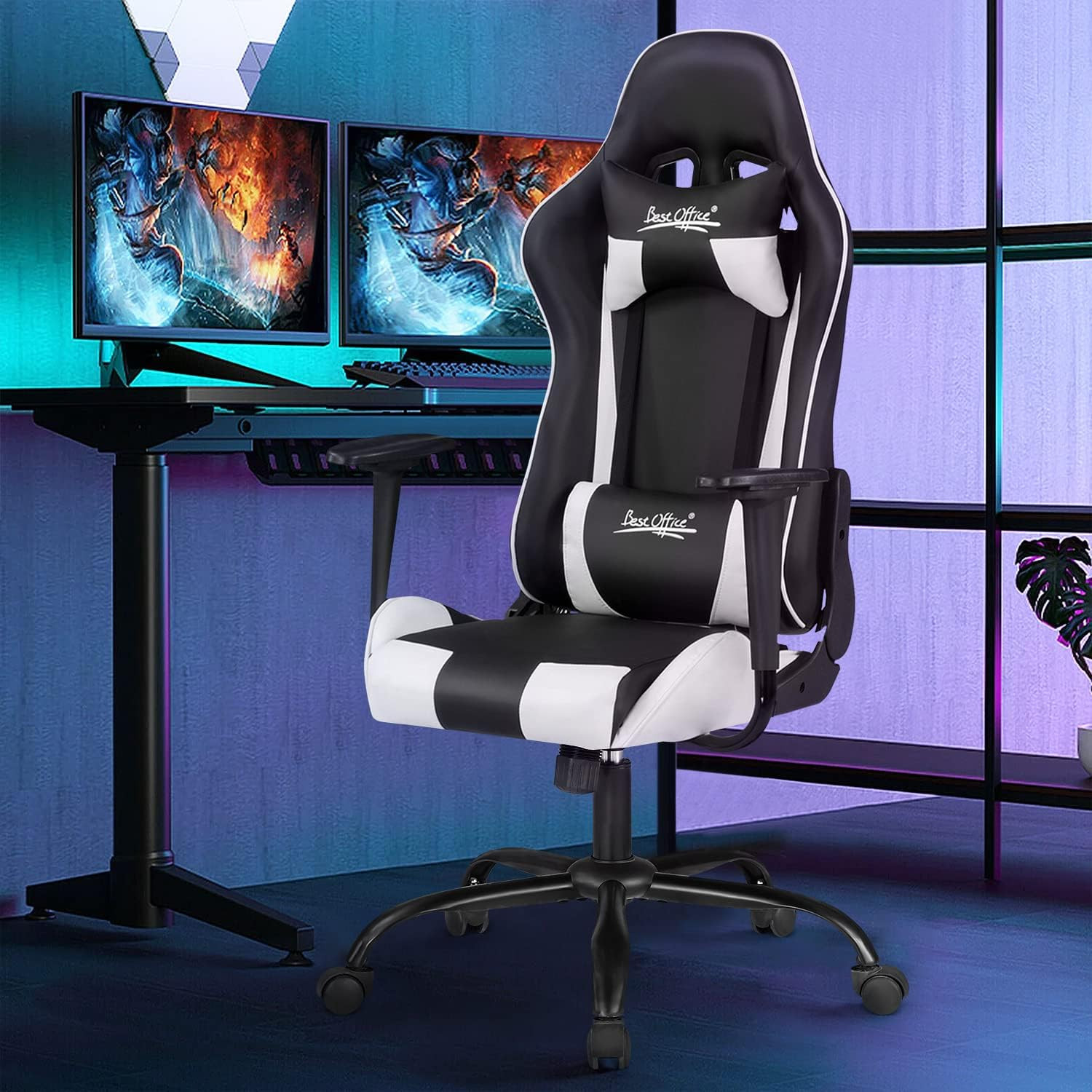 Gaming Chair Desk Chair Ergonomic High Computer Chair with Adjustable Lumbar Sup