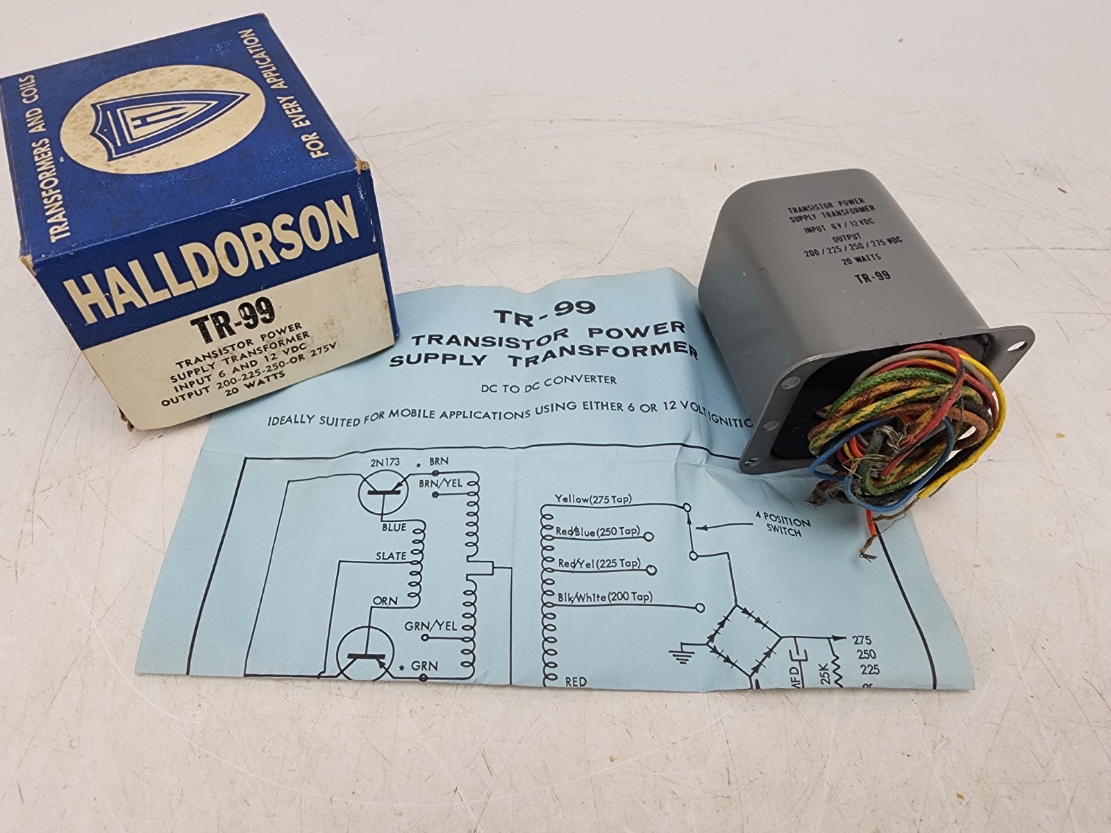 Vintage Halldorson TR-99 Transistor Power Transformer  6-12VDC 200-275VDC 20W