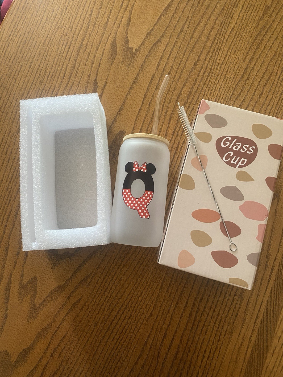 Disney Glass Tumbler Letter Q