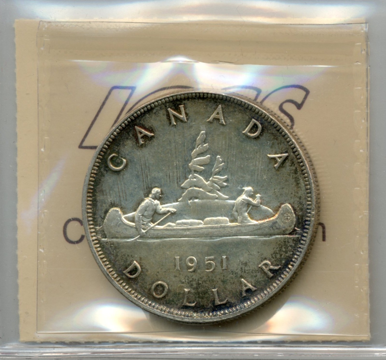 1951 Canada Silver Dollar, Short Waterline - Choice Uncirculated, ICCS MS63