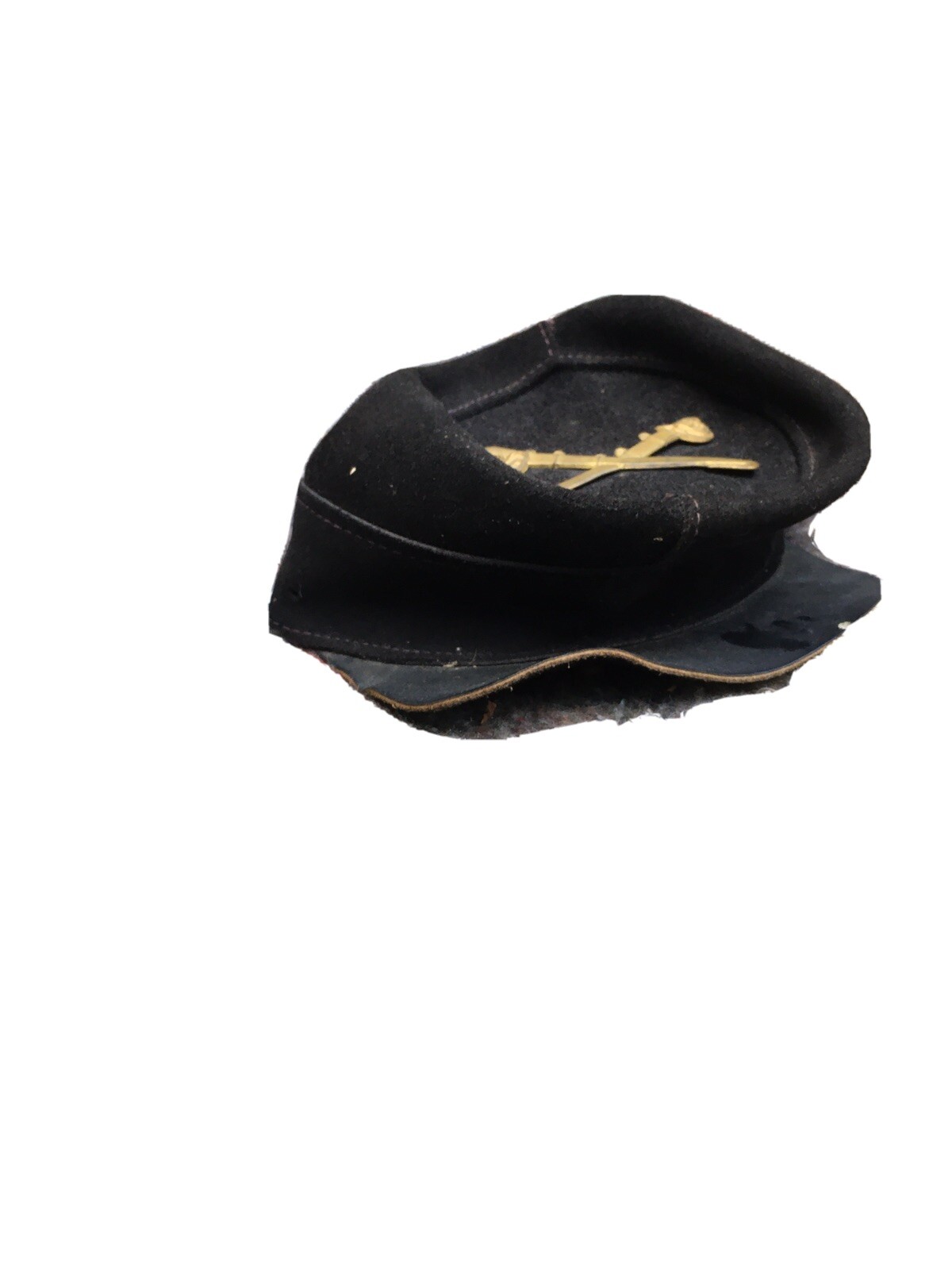 🔥 CIVIL WAR REENACTMENT HAT HENSCHEL SKULLYS LEATHER MILITARY BLACK