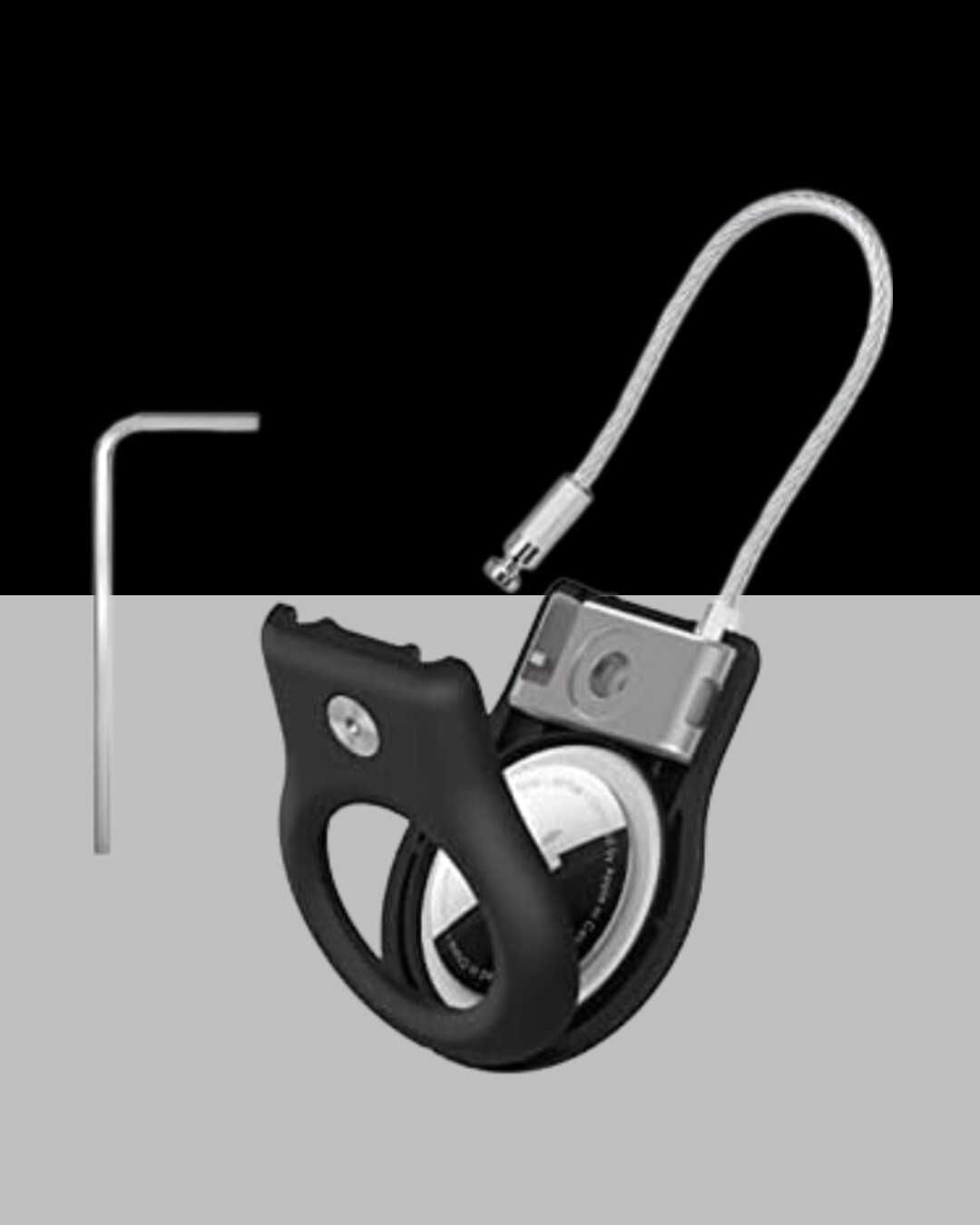 Apple AirTag Secure Holder with Wire Cable Scratch-Resistant Keychain Black