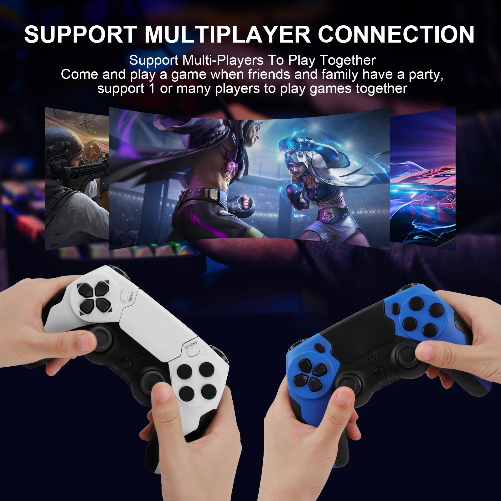 Wireless Controller Compatible with PS4 PS3 PC Bluetooth Gamepad Dual Vibration#