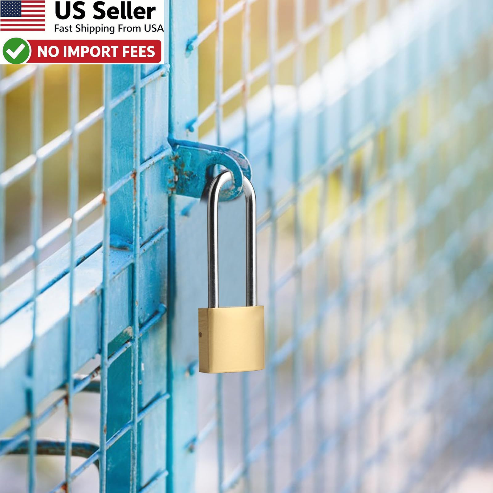 4 PCS Long Keyed Padlock Waterproof Solid Brass 3.4 Inch Same Key Lock FROM USA