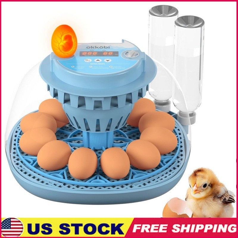 Automatic Egg Incubator Temperature Control Humidity Dual Bottles 12 Eggs New