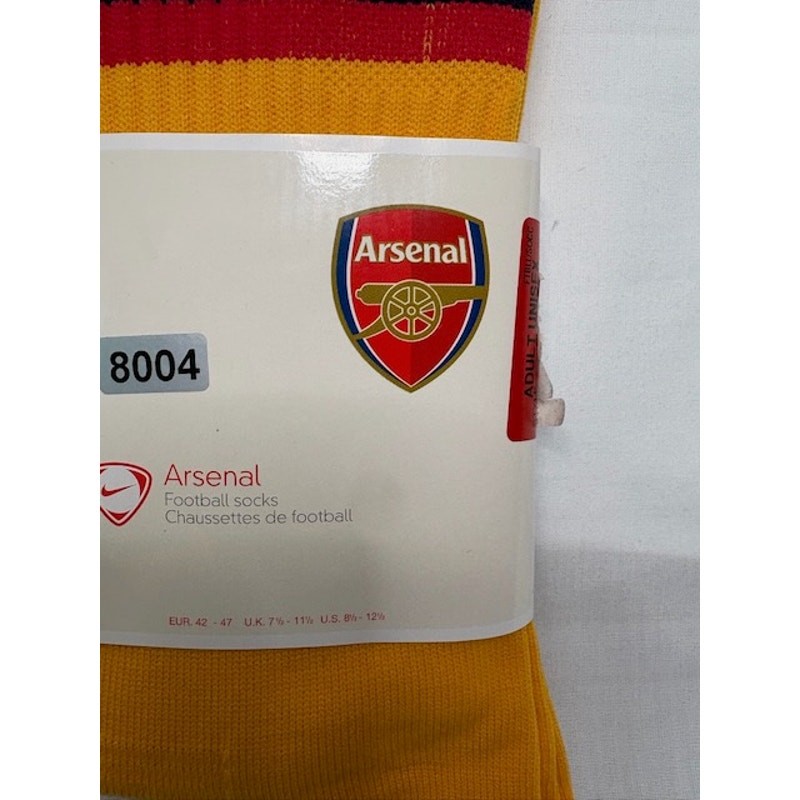 NEW Nike Arsenal Gold Football Socks Knee-High Logo Adult Size 8.5-12.5 Soccer