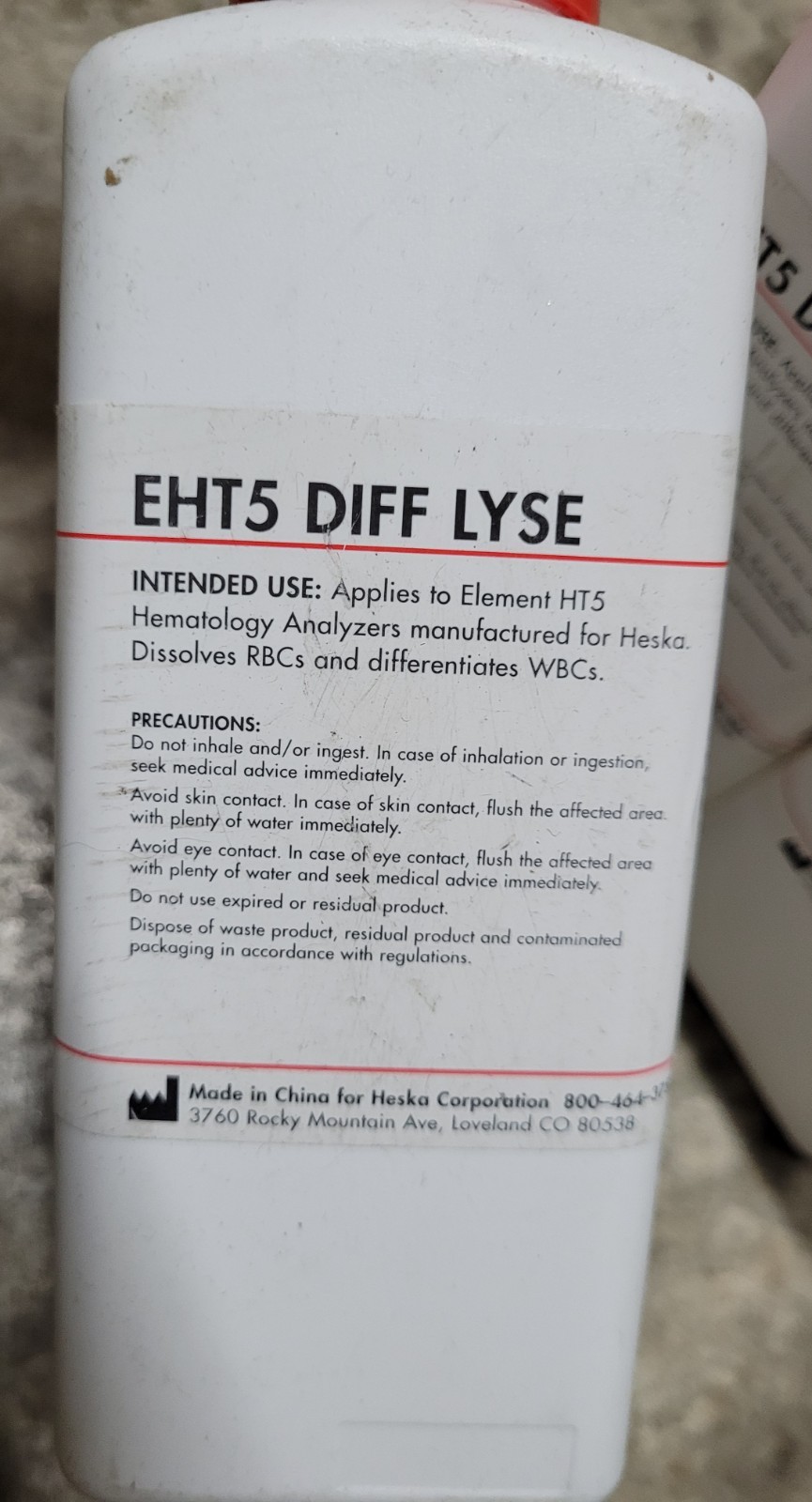 x3 Element HT5 Hematology, EHT5 DIFF LYSE Solution 300mL Expires 2/10/2027