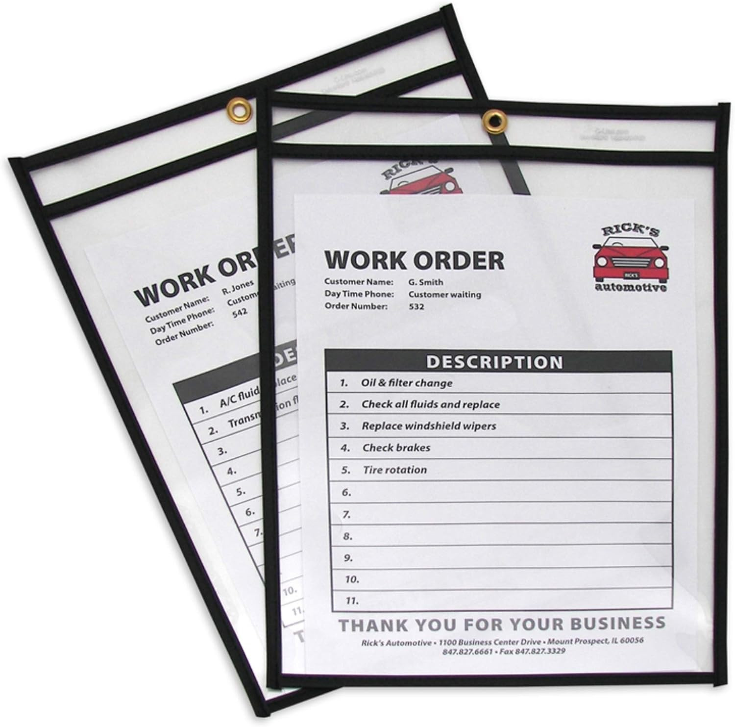 C-Line Stitched Shop Ticket Holders, Both Sides Clear, 9 X 12 Inches, 25 per Box