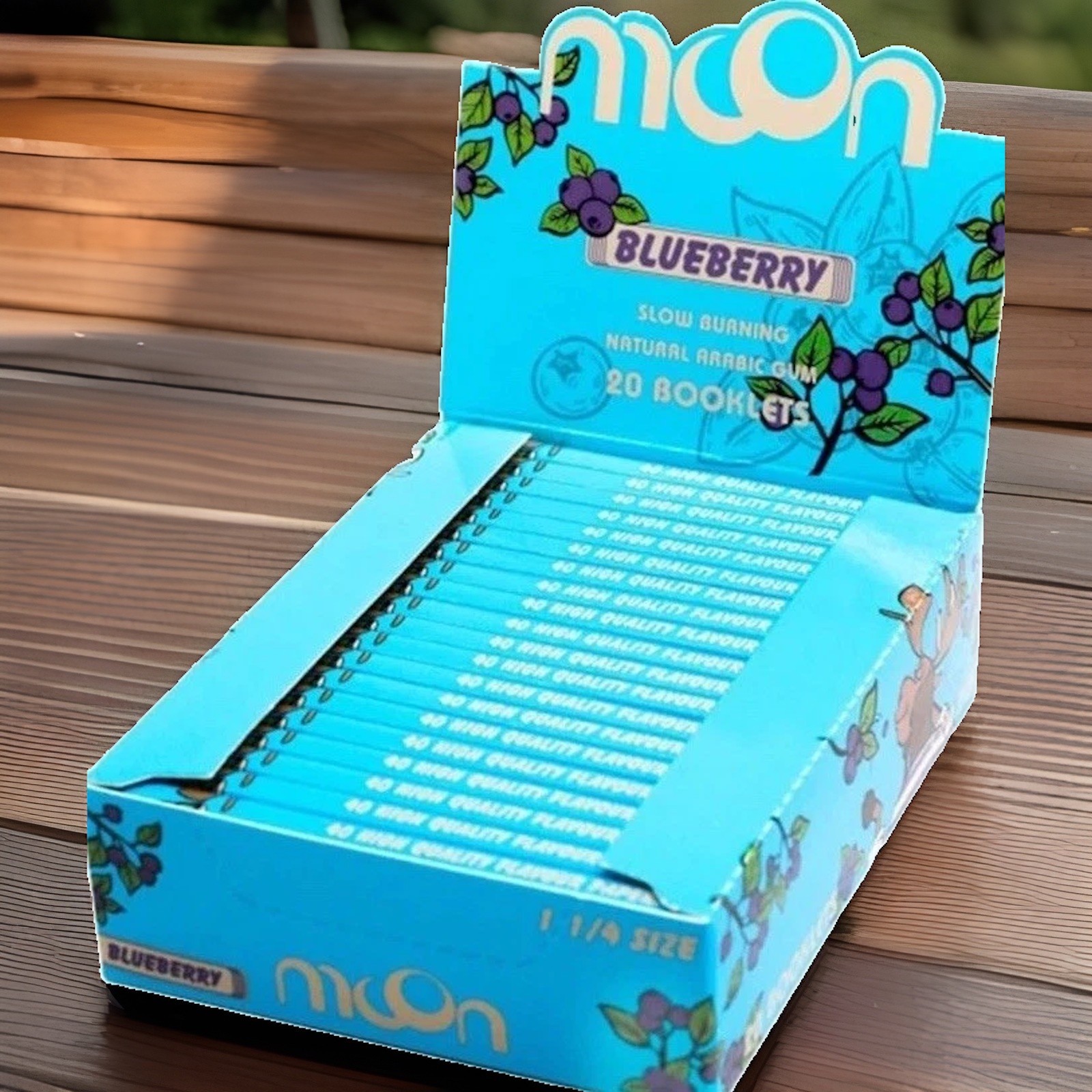 MOON Full Box Rolling Papers 1 1/4 Size  77mm -  Blueberry Flavored 🫐20 PK