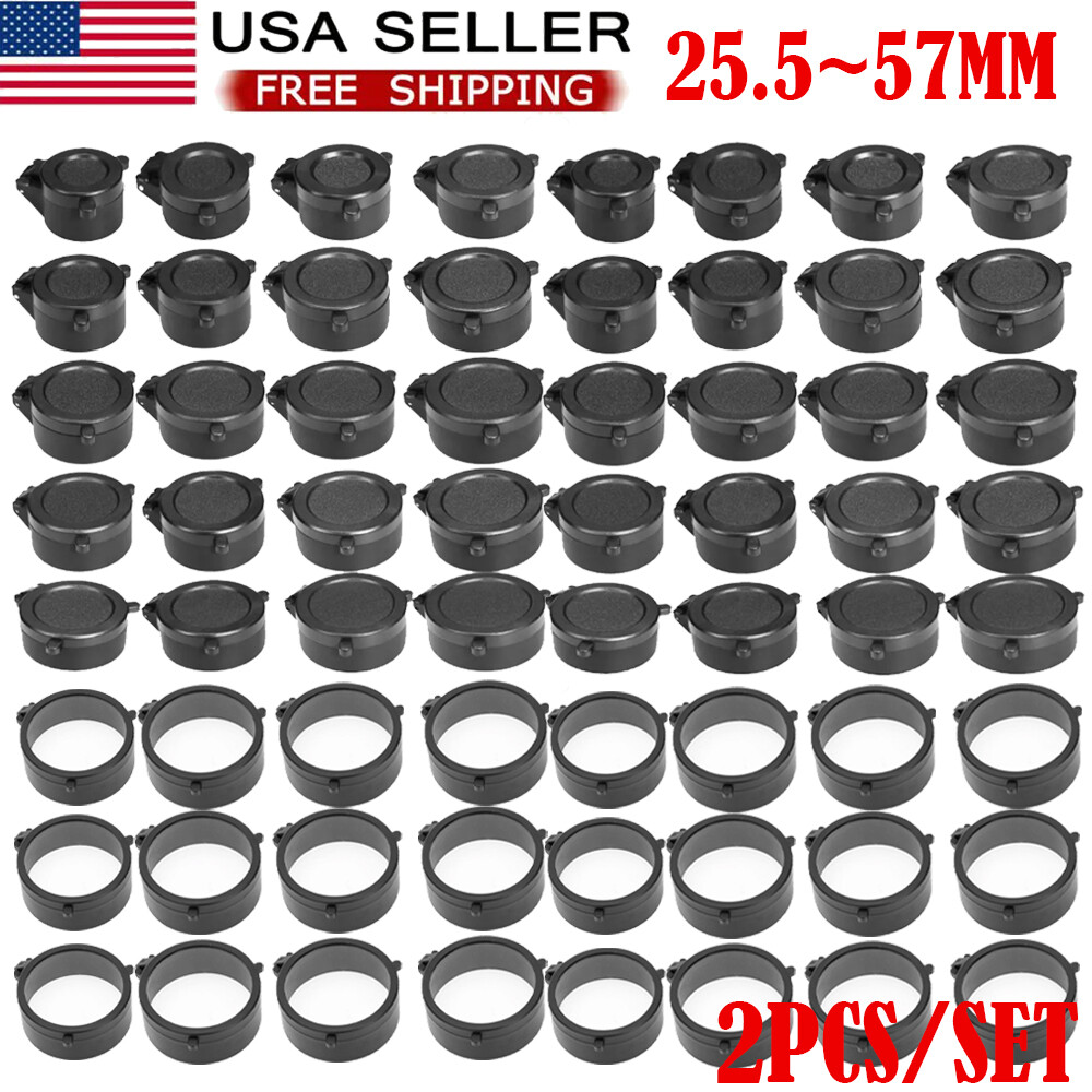 2x For Caliber Flip Up Scope Covers Rifle Scope Protect Objective Cap Lens Cover