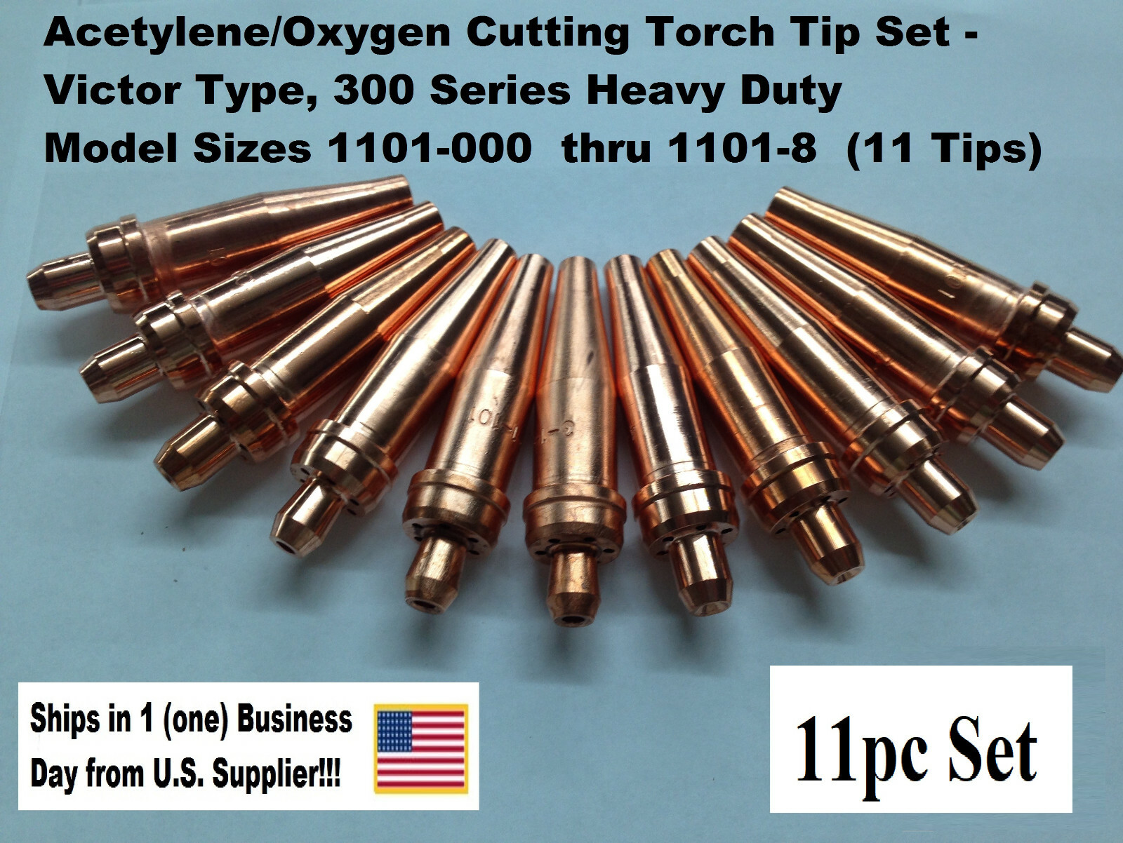 Oxygen/Acetylene Cutting Torch Tip Set - Victor Type HD 300 Series- 11pcs