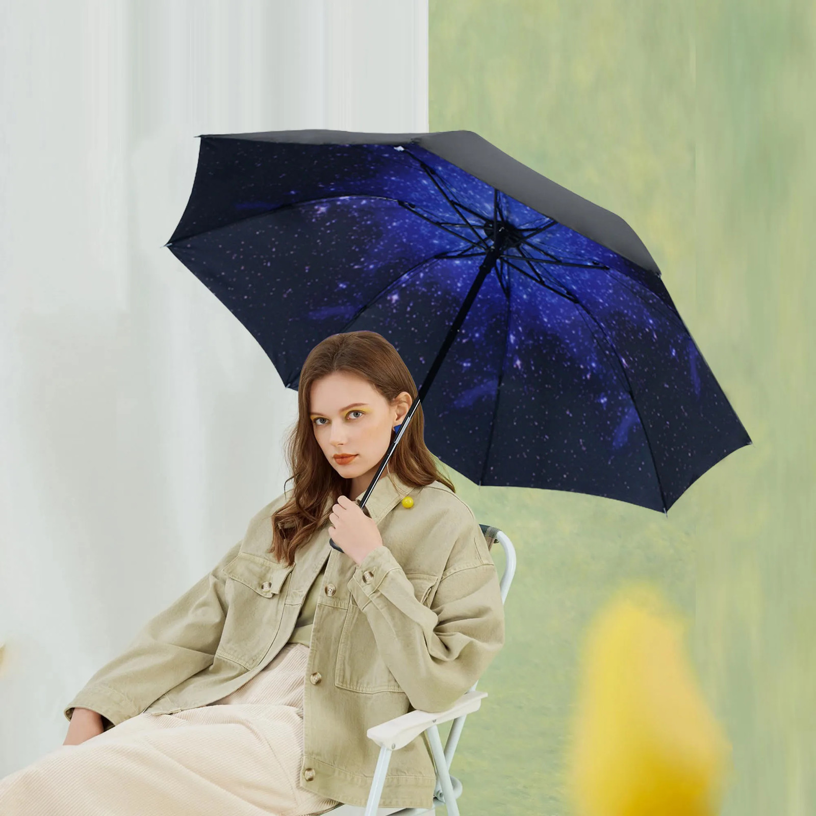 Compact Windproof UV Umbrella for Women Men Lightweight Automat Umbrella Sunny R