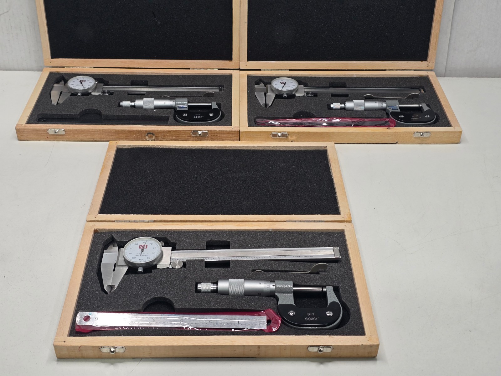 Lot of 3 Chicago Brand Machinist's Dial Caliper 6-inch Rigid Rule 6-inch 3-1 Set