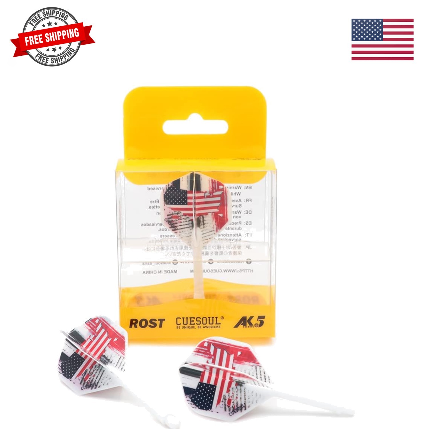 AK5 Integrated Dart Shaft Dart Flights Standard Shape 28mm-American Flag Design