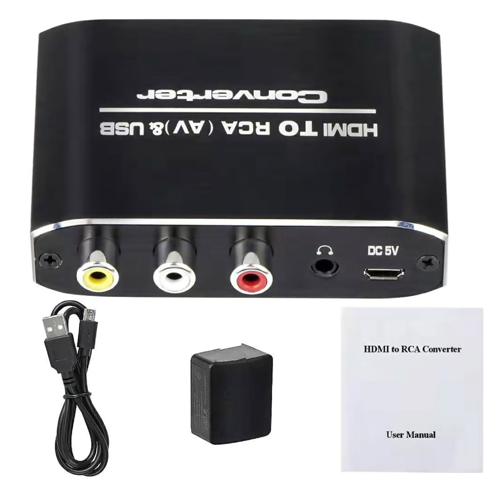 5V USB Power Output 1080P HDMI to RCA Converter Adapter AV/CVSB L/R Video Box