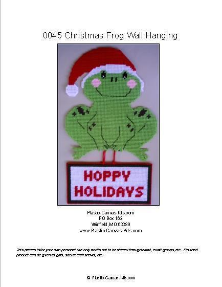 Christmas/Santa Frog Wall Hanging-Christmas-Plastic Canvas Pattern or Kit