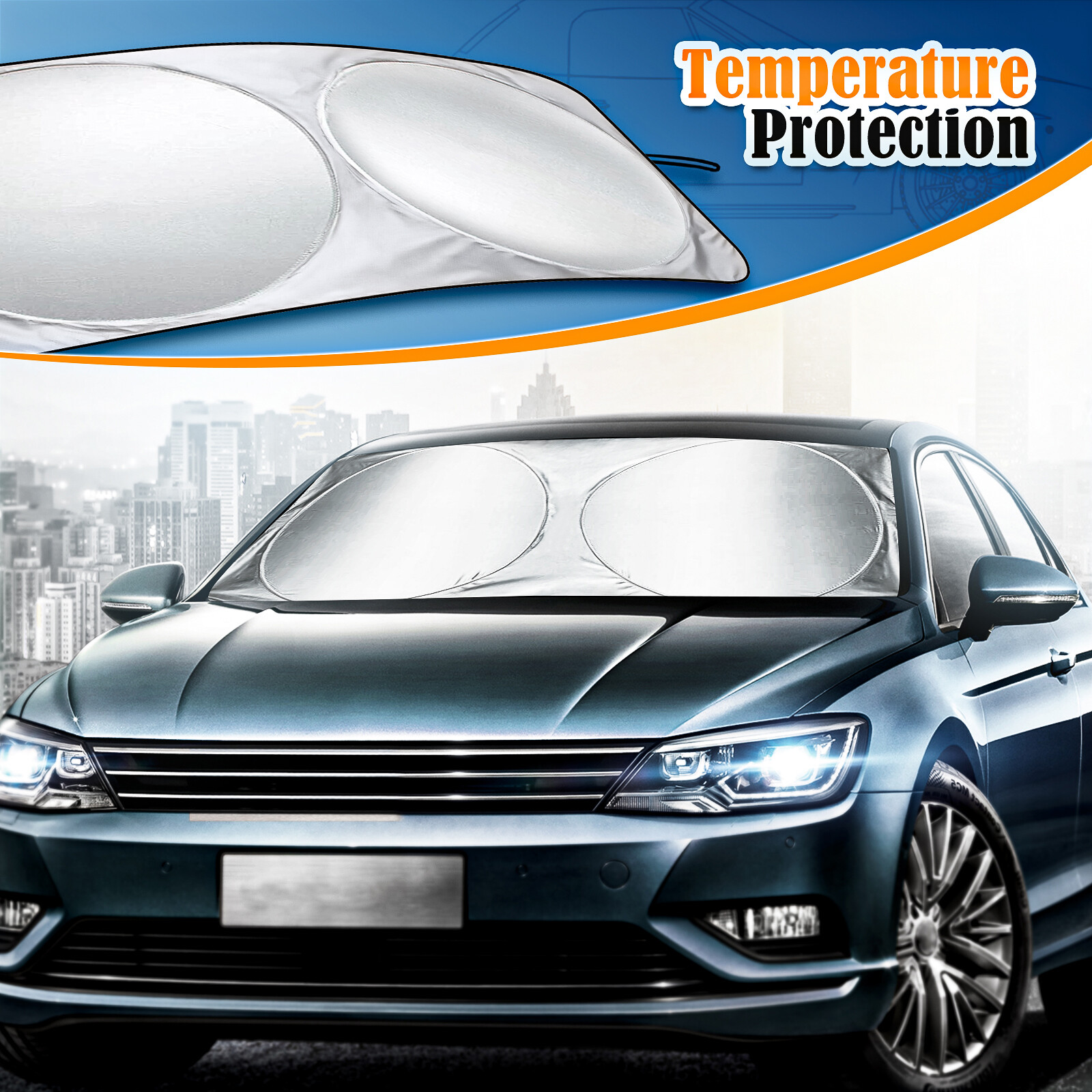 Juyioudy Fit For Chevy Windshield Cover Car Sun Shade Window UV Shield Visor