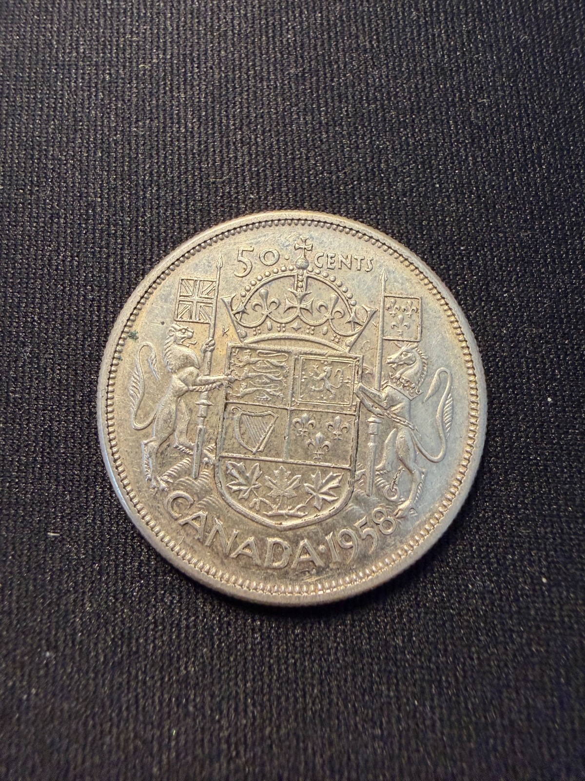 1958 Canadian Silver 80% 50 Cents Coin