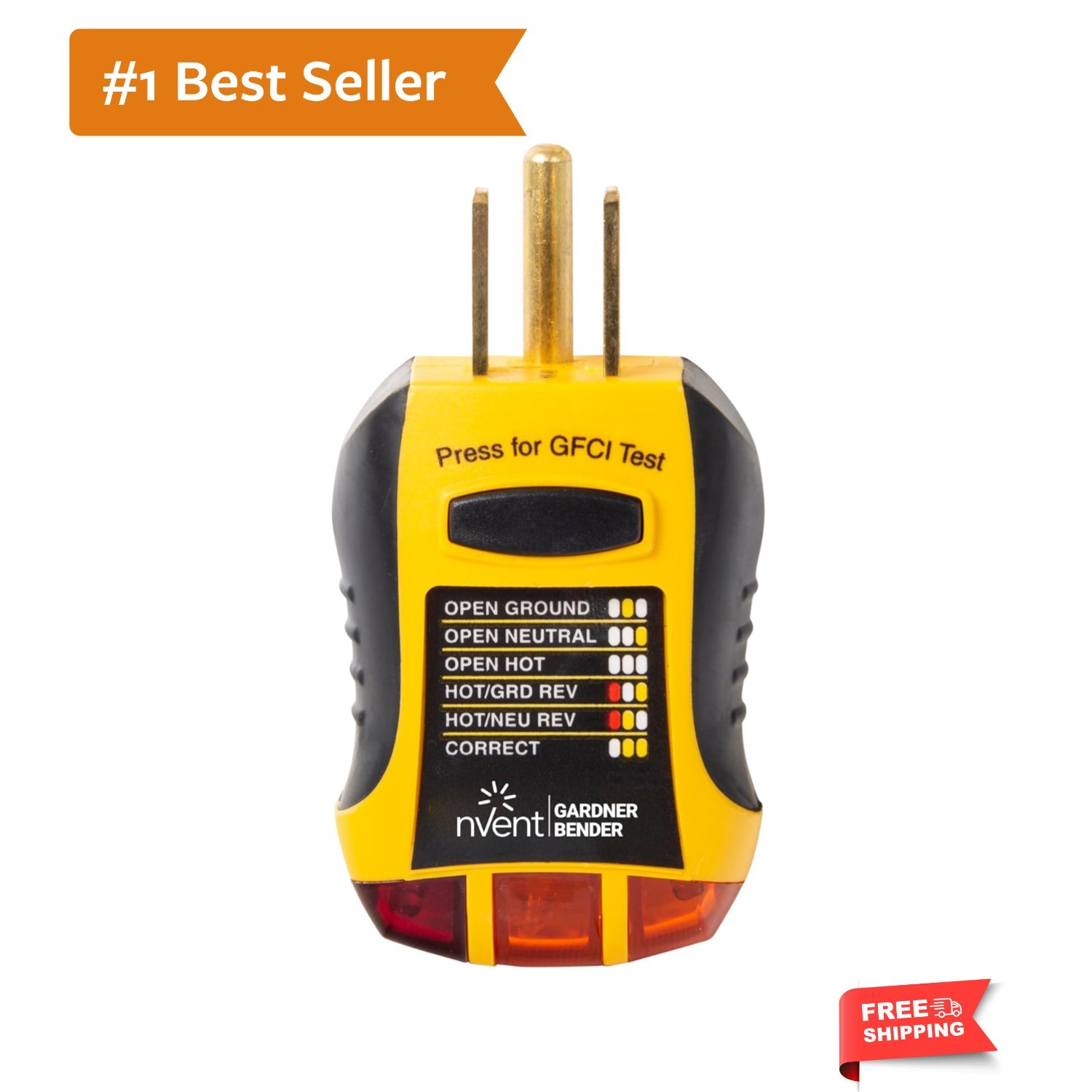 Professional GFCI Outlet Tester with 7 Visual Indicators - Compact 120V AC Tool