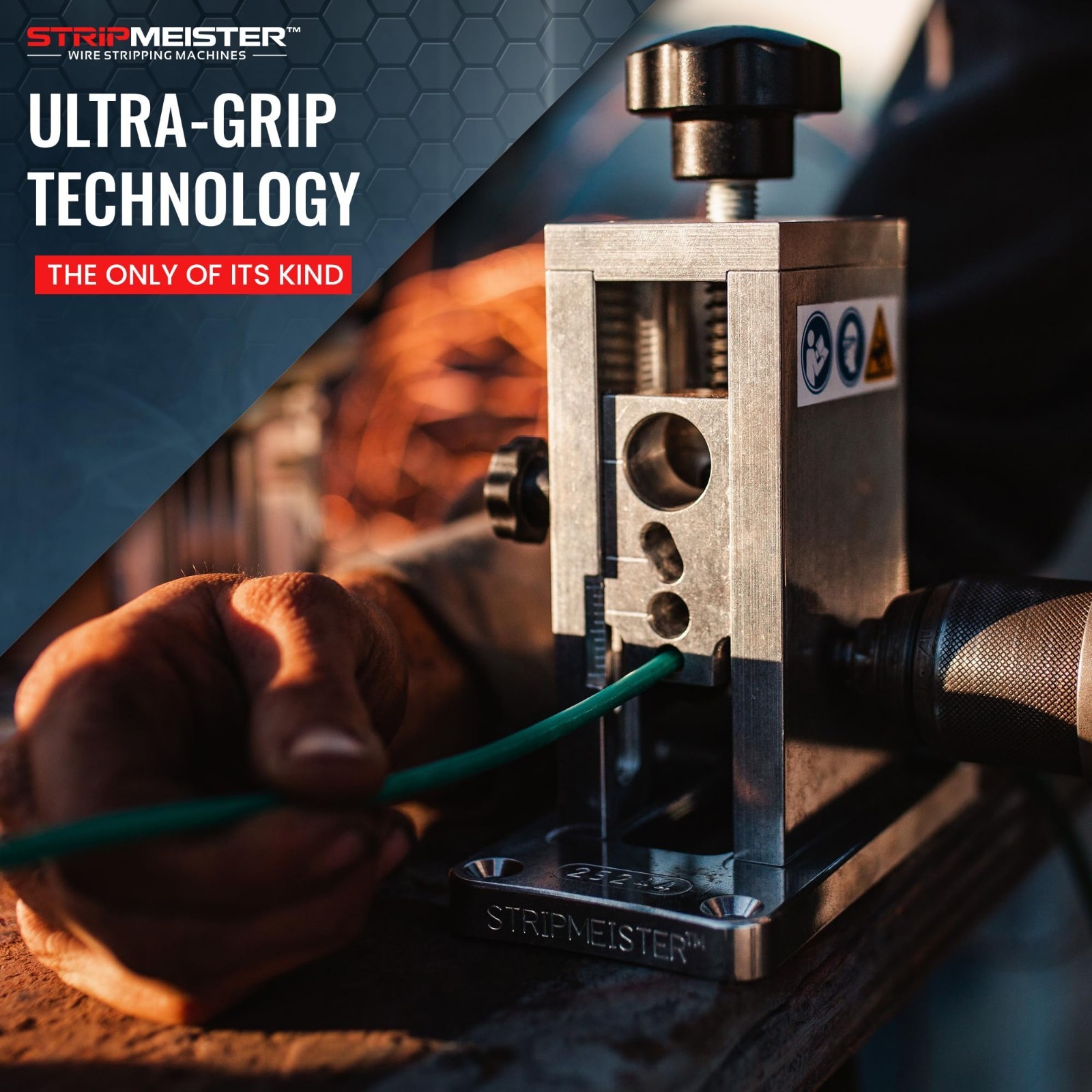 Drill-Powered Wire Stripper for Copper - Strips Ø3/4" Wire, Jam-Free, Portable,