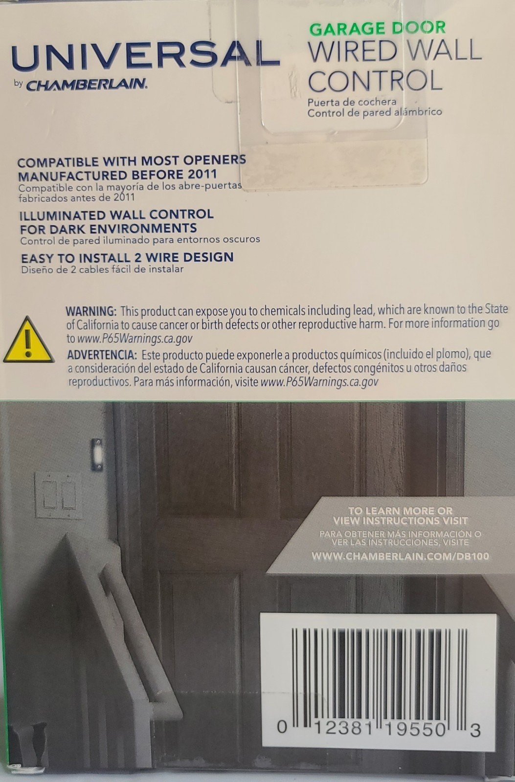Universal by Chamberlain Garage Door Wired Wall Control Button illuminated