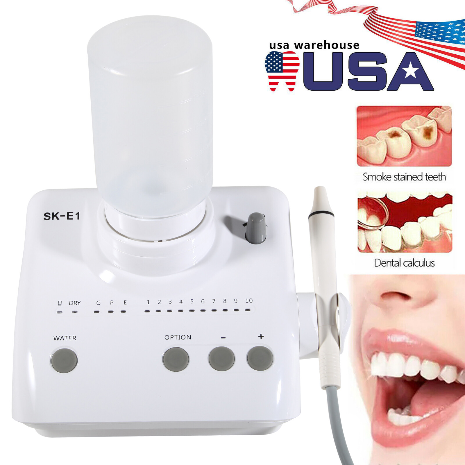 Dental Portable Ultrasonic Piezo Scaler 2*Bottles Fit EMS Cavitron Woodpecker CE