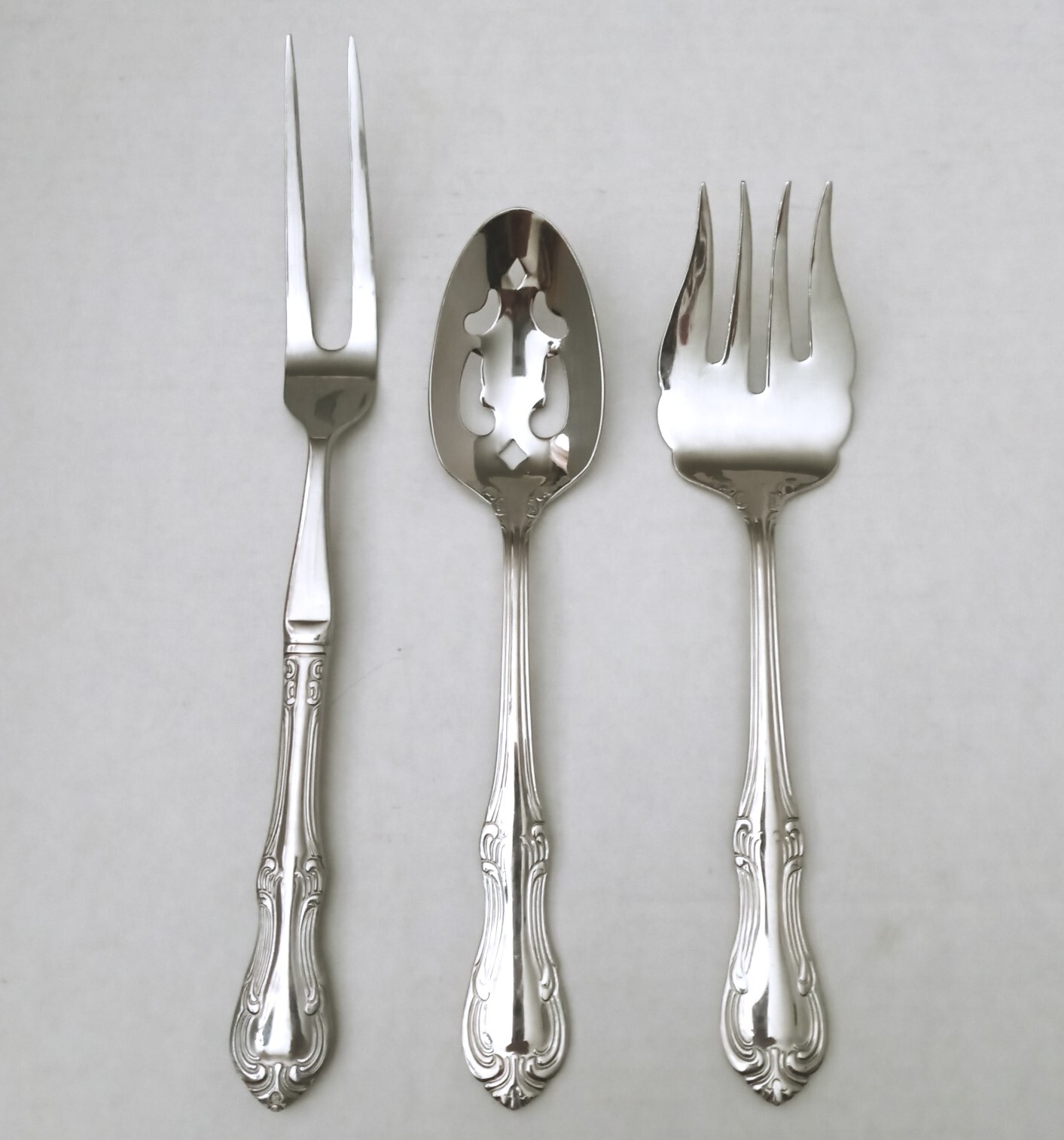 Towle TWS547 Serving Forks Spoon Pieces Stainless Slotted Pierced Set Lot Of 3