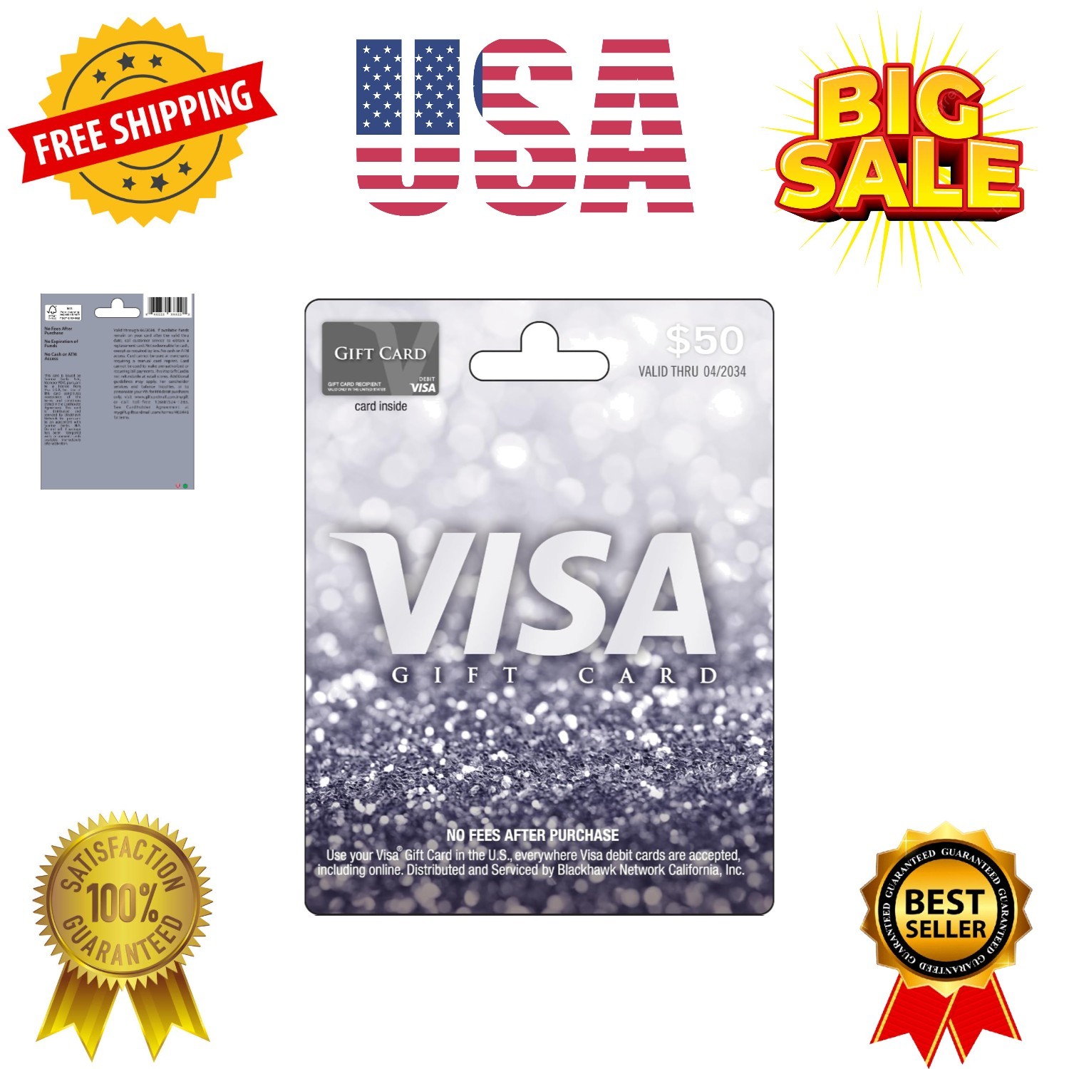 Physical Gift Card $50 plus $4.95 Purchase Fee