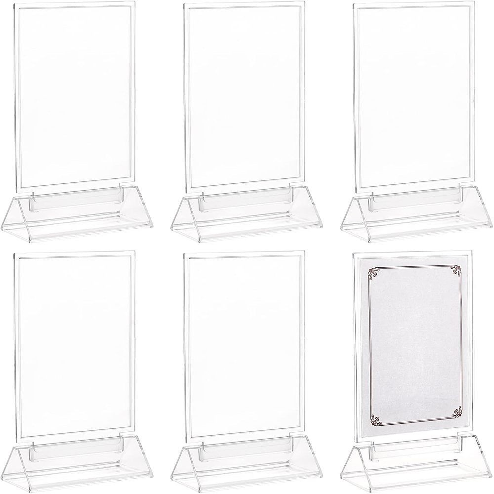 6sets T-shape Acrylic Display Stand Rectangle Clear 11.4x6x19.4cm Storage