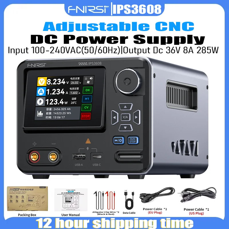 FNIRSI Adjustable CNC DC Power Supply 36V 8A Voltage Regulator PD/QC Fast Charge